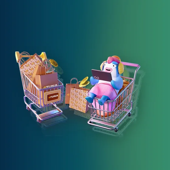 Decorative 4Tuna clean mobile-first product map character artwork